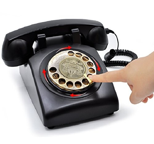 Style Rotary Dial Desk Telephone, Antique Black Desk Phone