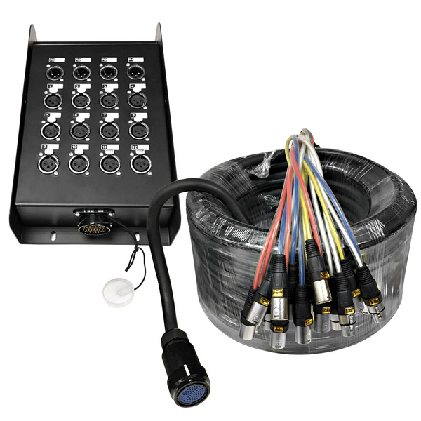 12 Channel, 100 Foot XLR Snake Cable with Multipin Easy Disconnect ...