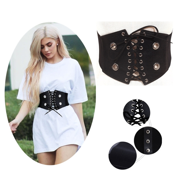 Black Bow Fold Cummerbunds Female Woman Belt Zipper Cummerbund Wide