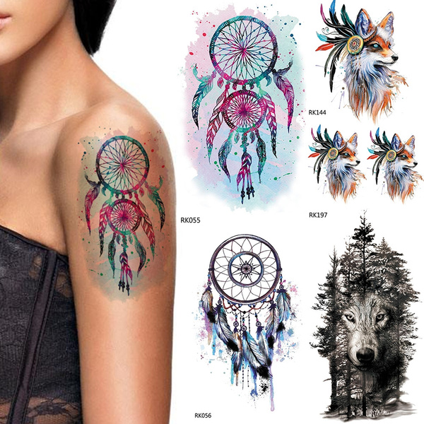 wolf dreamcatcher tattoos for men