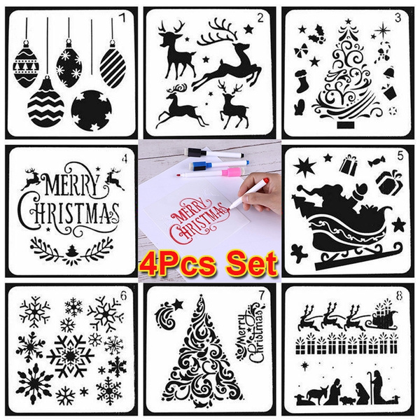 Journal Scrapbook Cards Making Spraying Door Window DIY Xmas Decoration 5 x 5inch AIEX 8Pcs Christmas Stencils Template Plastic Craft Stencils for Painting Wood Journal Scrapbook Cards Making Spraying Door Window DIY Xmas Decoration 5 x 5inch AIEX 8Pcs Christmas Stencils Template Plastic Craft Stencils for Painting Wood
