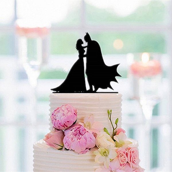 Batman and Bride Wedding Personalised Cake Topper Keepsake Acrylic.372 
