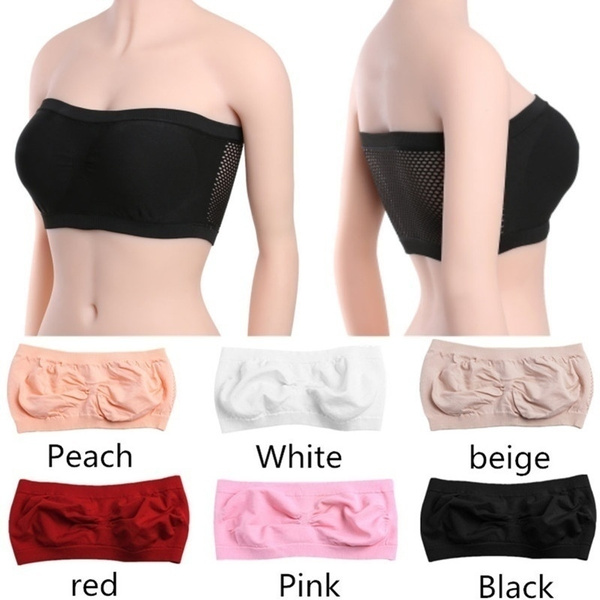6 Color Women Basic Stretch Layer Strapless Seamless Solid Cropped