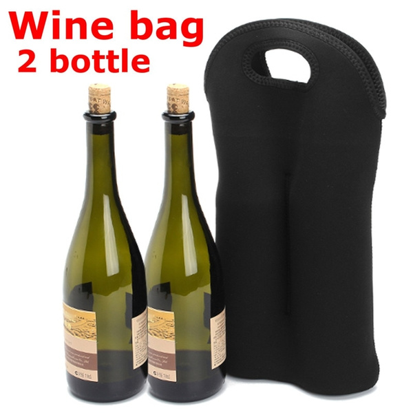 2 Bottles Wine Bag Covers Wine Bottle Holder Cooler Bag Black Wine