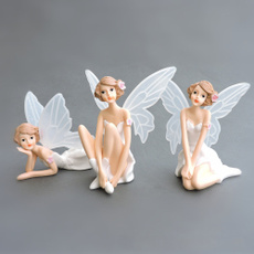 Flying Flower Fairy Garden DIY Miniature White Angel Flower Ornaments Home Decoration Cartoon Gifts Home Car Cake Decor Christmas Gifts  Toy Figures Cartoon Resin Car Cake Decor Flying Flower Fairy  Garden Ornaments  White Angel Doll