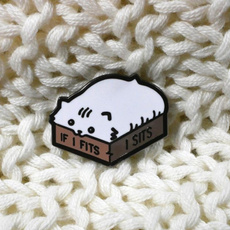 Cute Cat Pin If I Fits I Sits Enamel Pin Gift for Cat Lover
