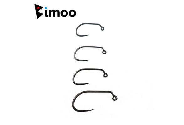 Bimoo 100PCS Black Nickle Barbless Fly Tying Jig Hook Fly Fishing Wet Fly  Hook Fly Tying Material Size 10 14 16 18