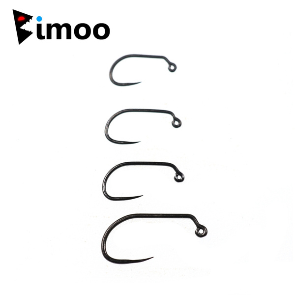 Bimoo 100PCS Black Nickle Barbless Fly Tying Jig Hook Fly Fishing
