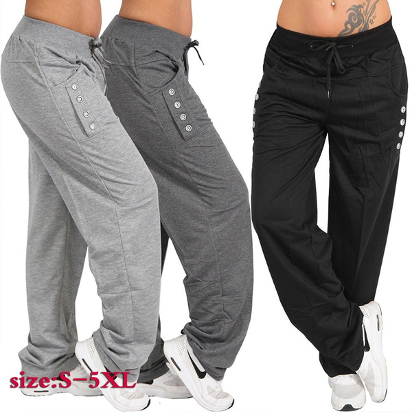 YZ Women Men Drawstring Pants Lace Up Loose Pants Jogger