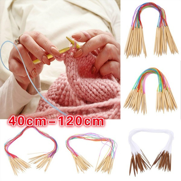 Models/Set 40-120cm Multicolor Tube Circular Carbonized Bamboo Knitting  Needles Set