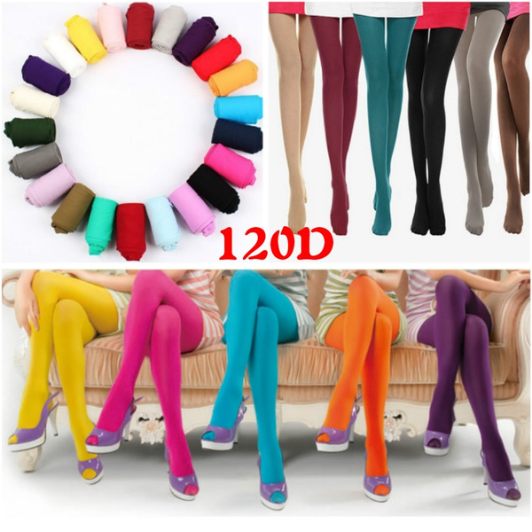 Thatso Women Burnish Opaque Tights Candy Color Leggings Tights Socks