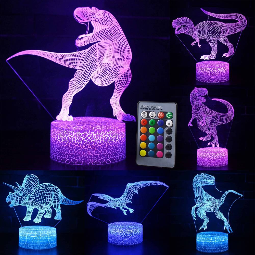 dinosaur 3d night light touch table desk lamp