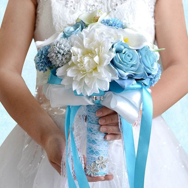 Light Blue Bridal Bouquets Wedding Bouquets For Brides Buque De Noiva ...