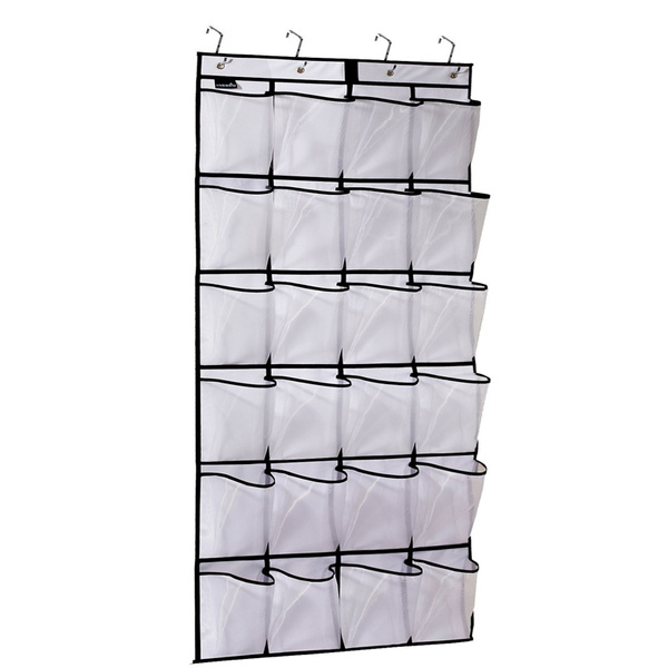 24 Section Hanging Shoe Shelves Closet Organizer, Gray