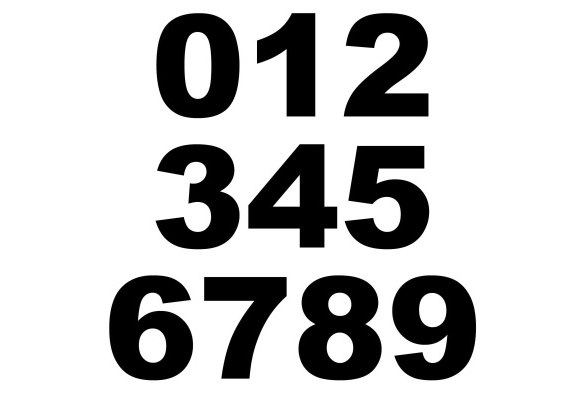 Hausnummer Haustür Aufkleber Briefkasten Zahl Nummer Startnummer Zahlen Arial