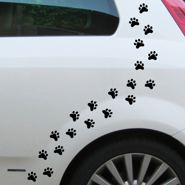 20 Pfötchen schwarz Pfote 3cm Hund Katze Spur Tatzen Auto Aufkleber Deko  Folie