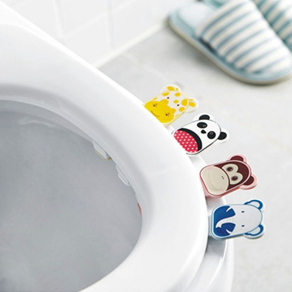 Toilet Seat Cover Lifter Handle Hygienic Clean Lift Self-adhesive Cute Cartoon 