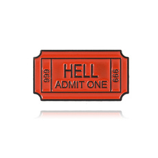 Ticket To Hell Funny Cool Enamel Pin Badge Hell Admit One Ticket Lapel Pin