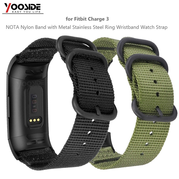 Yooside Nota Woven Nylon Band For Fitbit Charge 3 Wristband With Stainless Steel Ring Adjustable Watch Strap Wish