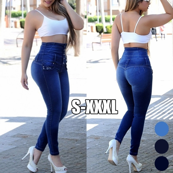 New Fashion Pocket Stretch Pencil Denim Pants Slim Skinny Jeans Dame Jeans Pantalon Dame Jeans Hose Pants for Women Plus Size S 3XL