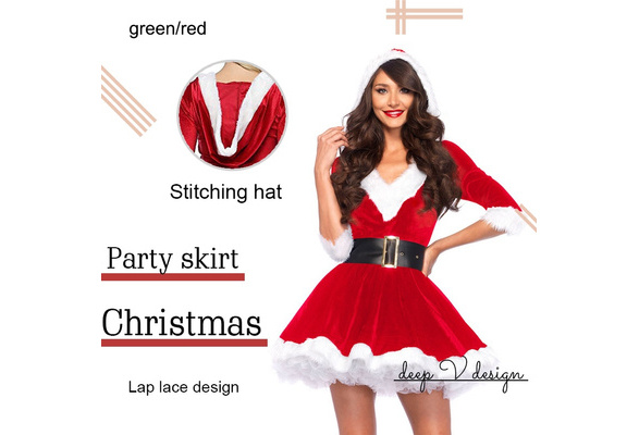 Womens Fashion Christmas Dress Outfit Santa Claus Party Club