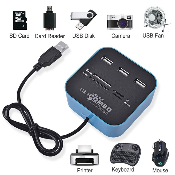 All in 1 Combo Hub USB 2.0 3 Ports Card Reader for SD MMC M2 MS All in 1 Combo Hub USB 2.0 3 Ports Card Reader for SD MMC M2 MS