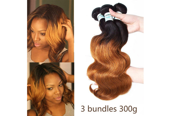 Short Bob Ombre Brazilian Body Wave 3 Bundles 1B/30 Water Wavy 