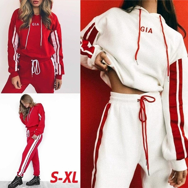 white sweatpants and sweatshirt set womens