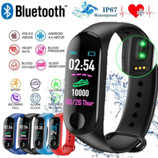 M3 Color Smartband Waterproof Smart Bracelet Heart Rate B Pressure Monitor Sport Pedometer Sedentary Reminder Fitness Tracker Smart Wristband for IOS Android Phone