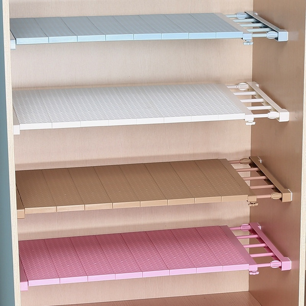 lyrlody Adjustable Scalable Shelf Cbinet,Telescopic Storage Shelf Wardrobe Cupboard Shelves Storage Rack Extendible Wall Shelf Refrigerator Bookcase Compartment Divider White,73.2 to 128 cm 