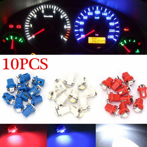 10pcs T5 B8.5D 5050 1smd Dashboard Instrument Cluster Light Car Panel