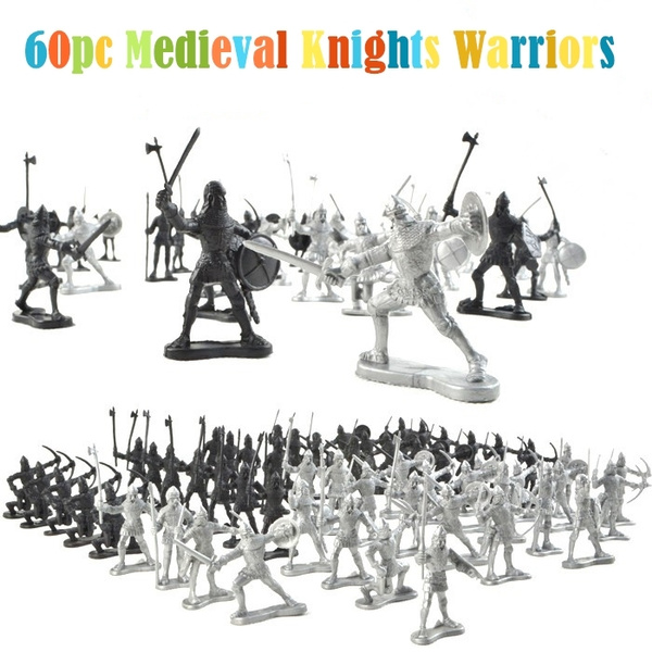 60Pcs/Set Medieval Knights Warriors Kids Toy Soldiers Figures Model Kid Gif KQ 