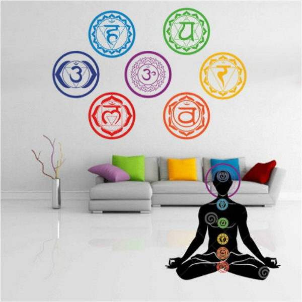 Papier Peint Om Yoga Chakra Mandala Mantra Chakra Méditation Vinyle Autocollant z2863