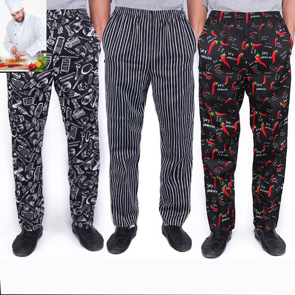 FASHION 7STAR Chef Trousers Adults Full Length Elasticated Waist Trousers  Kitchen, Waiter, Cooking Wear Pants (Black X-Small) : Amazon.co.uk: Fashion