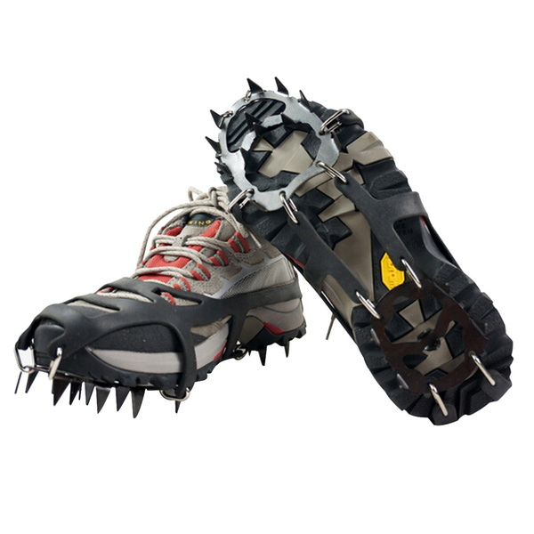Footwear Traction Cleats 18 Teeth Ice Snow Grips Crampons for Fishing  Hiking Climbing
