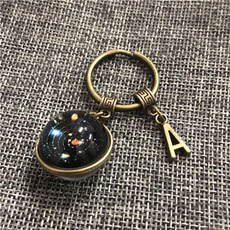 Solar System Keyring Pendant,Planet Keyring, Galaxy, Double Sided Keyring, Personalised Keychain (color; bronze)