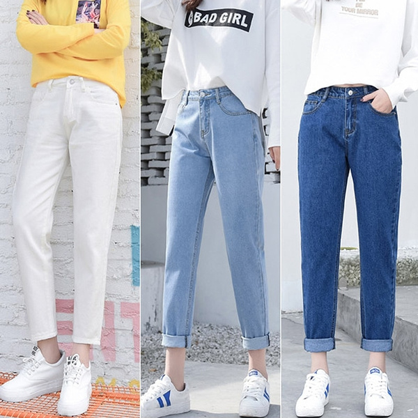 Winter Ripped Jeans Woman High Waist Boyfriend Jeans For Women Plus Size  Blue Black White Denim Mom Jeans Pants Trousers | Wish