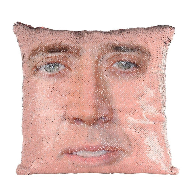 40cm x 40cm Nicolas Cage Magic Pillow Reversible Sequin Pillow Cover | Wish