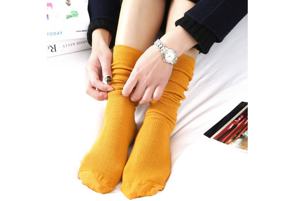 1 Pair Solid Color Women Slouch Socks Breathable Scrunch Socks Loose Socks  Stocking