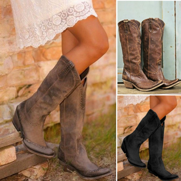 faux leather womens cowboy boots