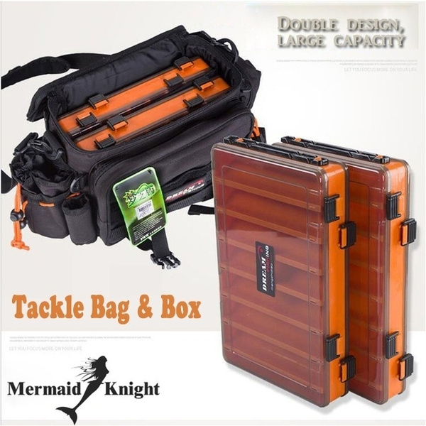 1PC Waterproof Fishing Tackle Bag 29x22x18cm with 2pcs Double Sided Tackle  Box Fishing Lure Box
