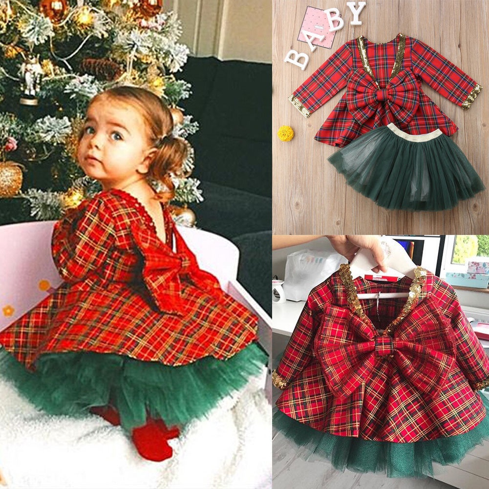 little girl plaid christmas dresses