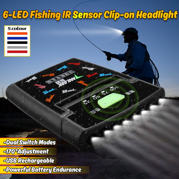 Rechargeable Cap Clip-on Head Lamp Headlight 6LED Hat Sensor Torch Light Camping
