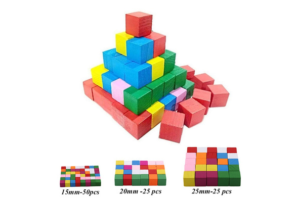 Wooden Stacking Up Building Blocks Square Cubes Baby Kids Educational Toy  J 