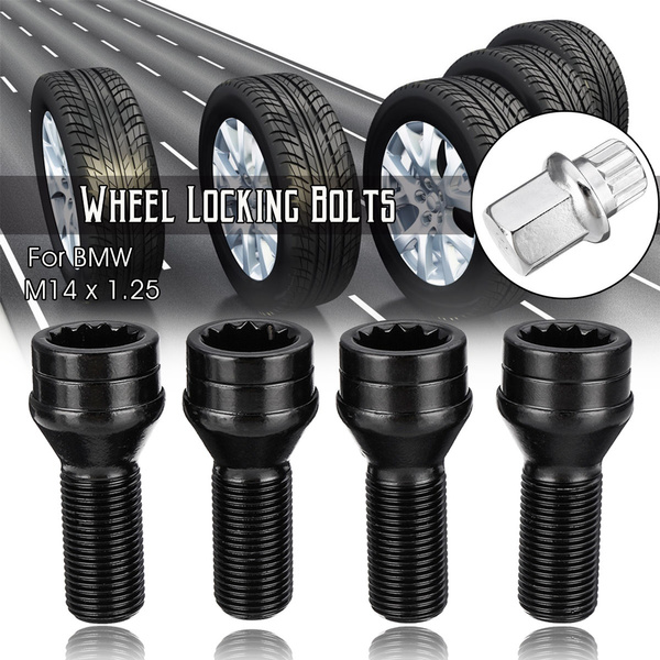 4pcs Car Extended Wheel Locking Bolts Lug Nut M14 x 1.25 Key For BMW