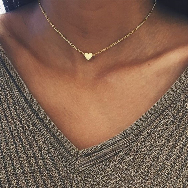 Simple Cute Heart Love Pendants Choker Necklace Statement Link Chain Necklaces for Women Bijoux Gift | Wish