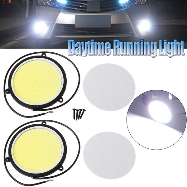2pcs 90mm 12V COB LED Car Auto Round DRL Daytime Running Fog Light White Lights 2pcs 90mm 12V COB LED Car Auto Round DRL Daytime Running Fog Light White Lights