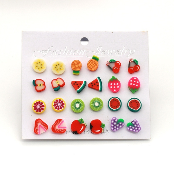 fruit polymer clay earrings