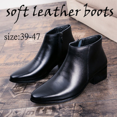 Fashion, Leather Boots, flatsboot, casual leather shoes