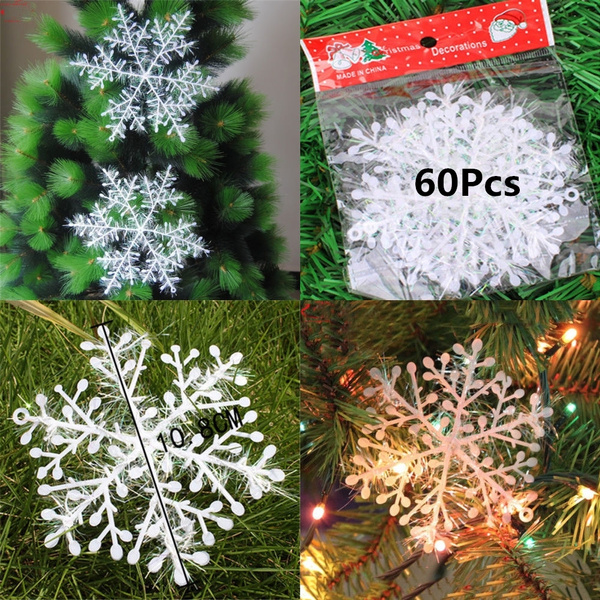DIY 30/60Pcs Classic Large White Snowflake Ornaments Christmas Party Home Decor 